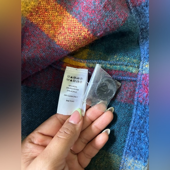 Rachel Zoe Multicolor Plaid Wool Blend Coat Size Small - Picture 6 of 6